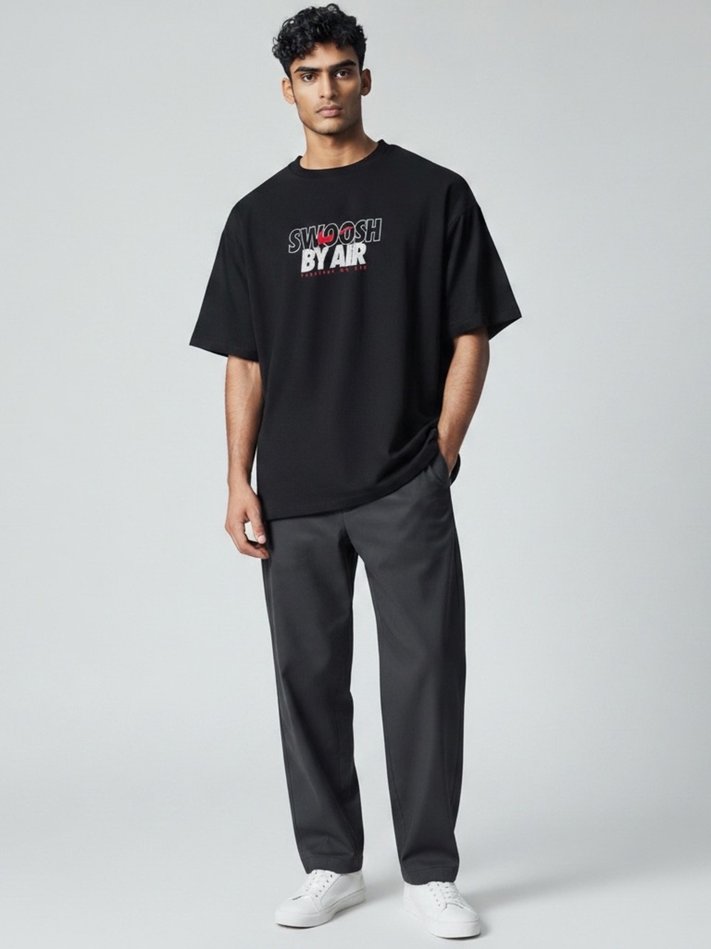 Nike Men’s Large Black Swoosh By Air Together We Fly Graphic T-Shirt
